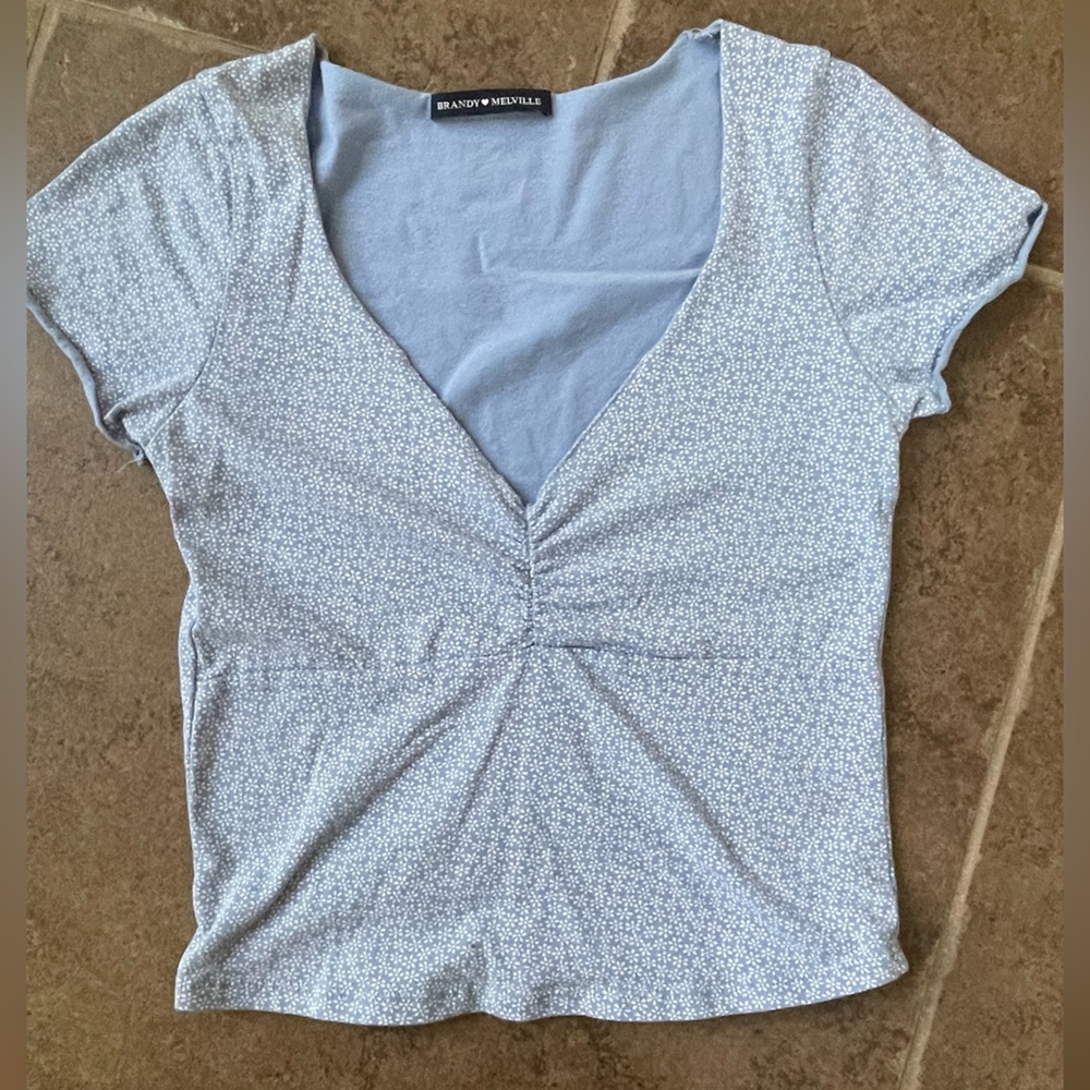 Brandy Melville Gina top- blue and white floral